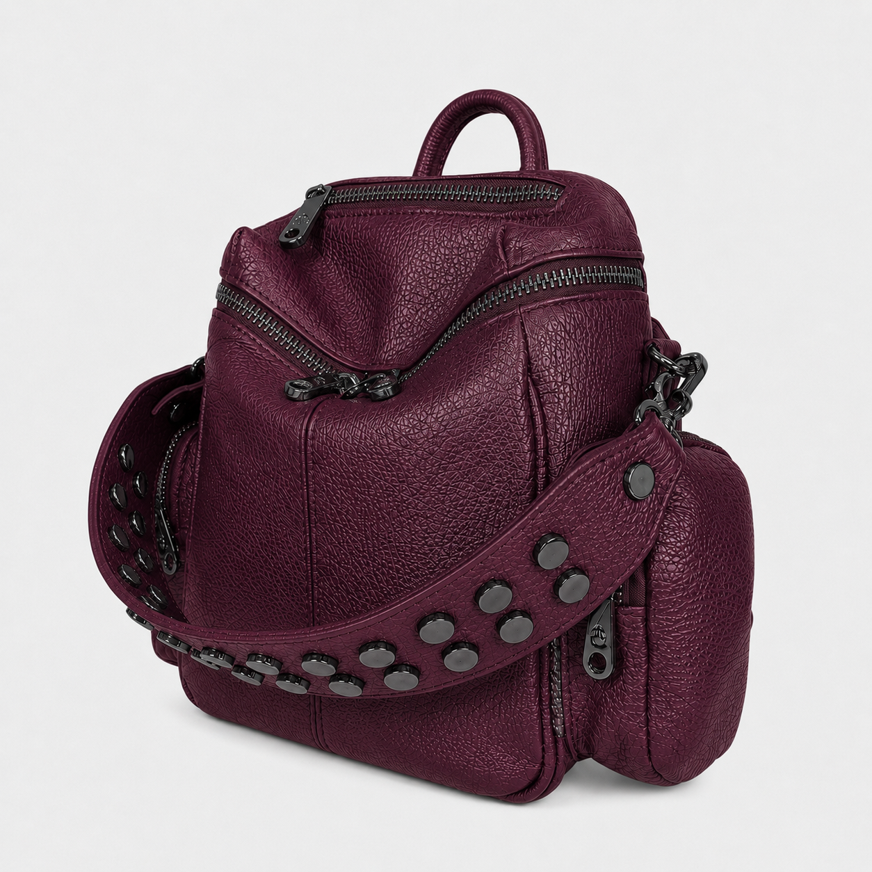 Zaino Saray Mini Amarena Pelle Martellata Dark