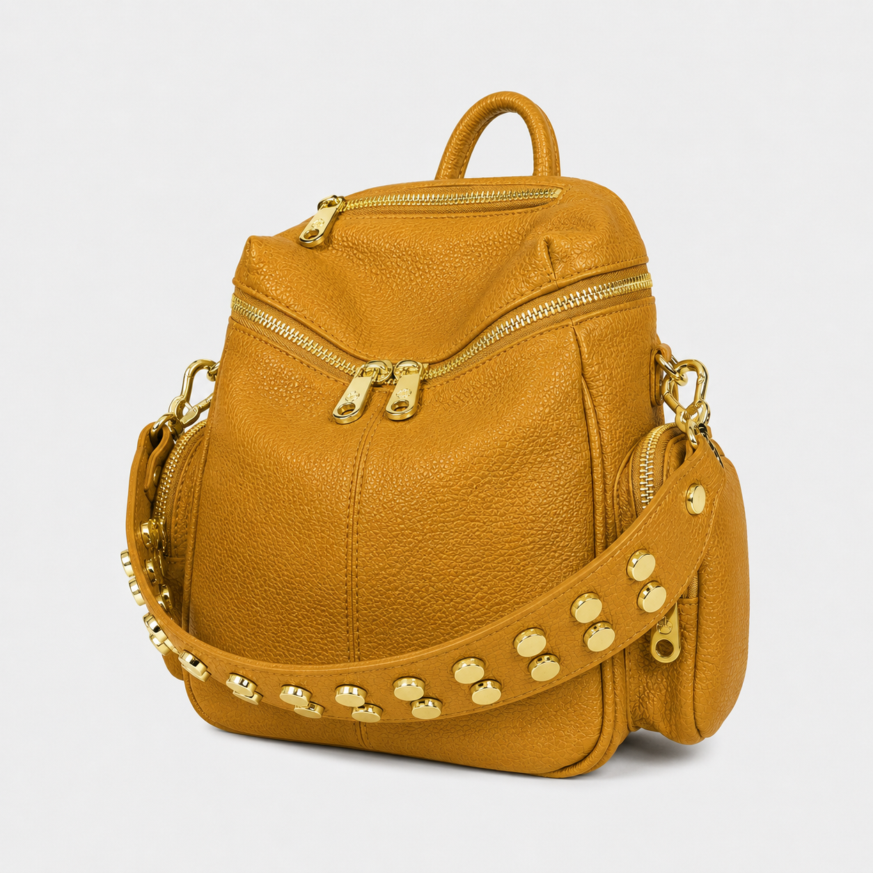 Zaino Saray Mini Curry Pelle Martellata Oro