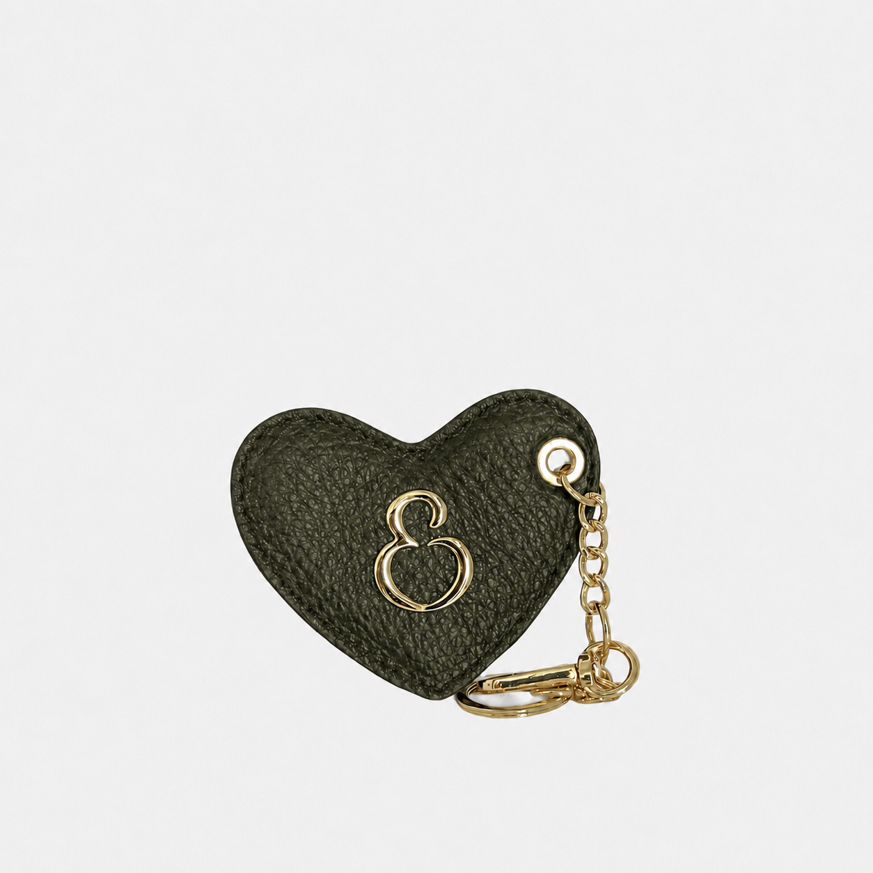 Porta Chiavi Love Oliva Pelle Martellata Oro