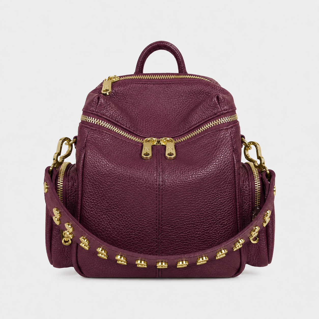 Zaino Saray Mini Amarena Pelle Martellata Oro