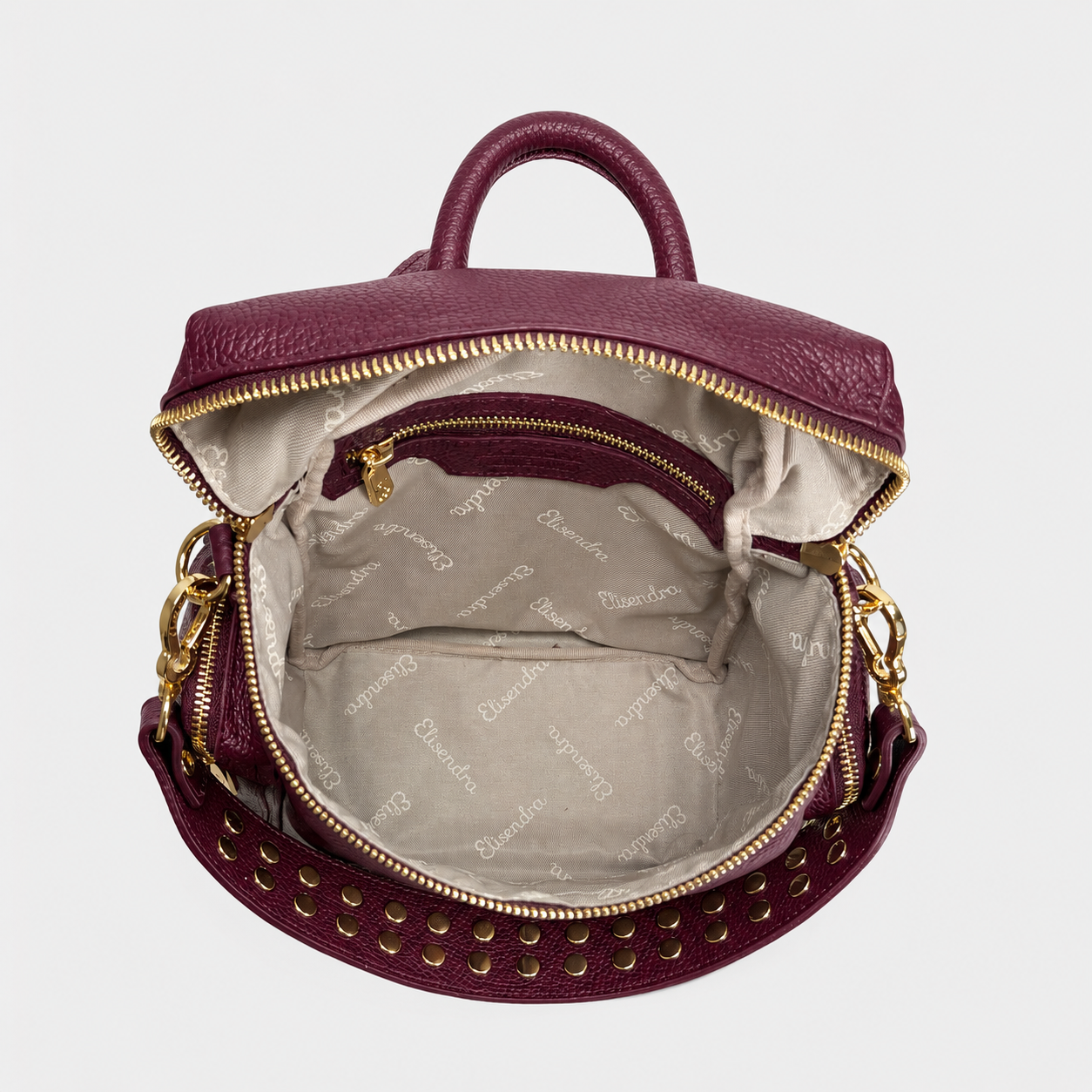 Zaino Saray Midi Amarena Pelle Martellata Oro