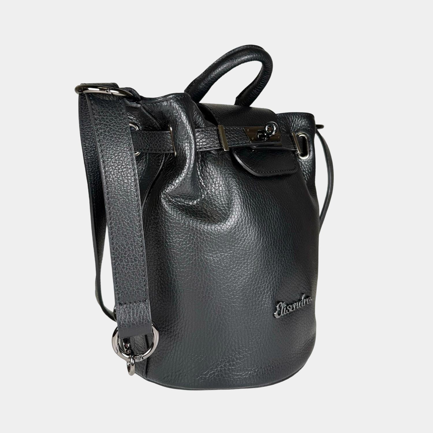 Borsa a tracolla Alba Nero Pelle Martellata Dark