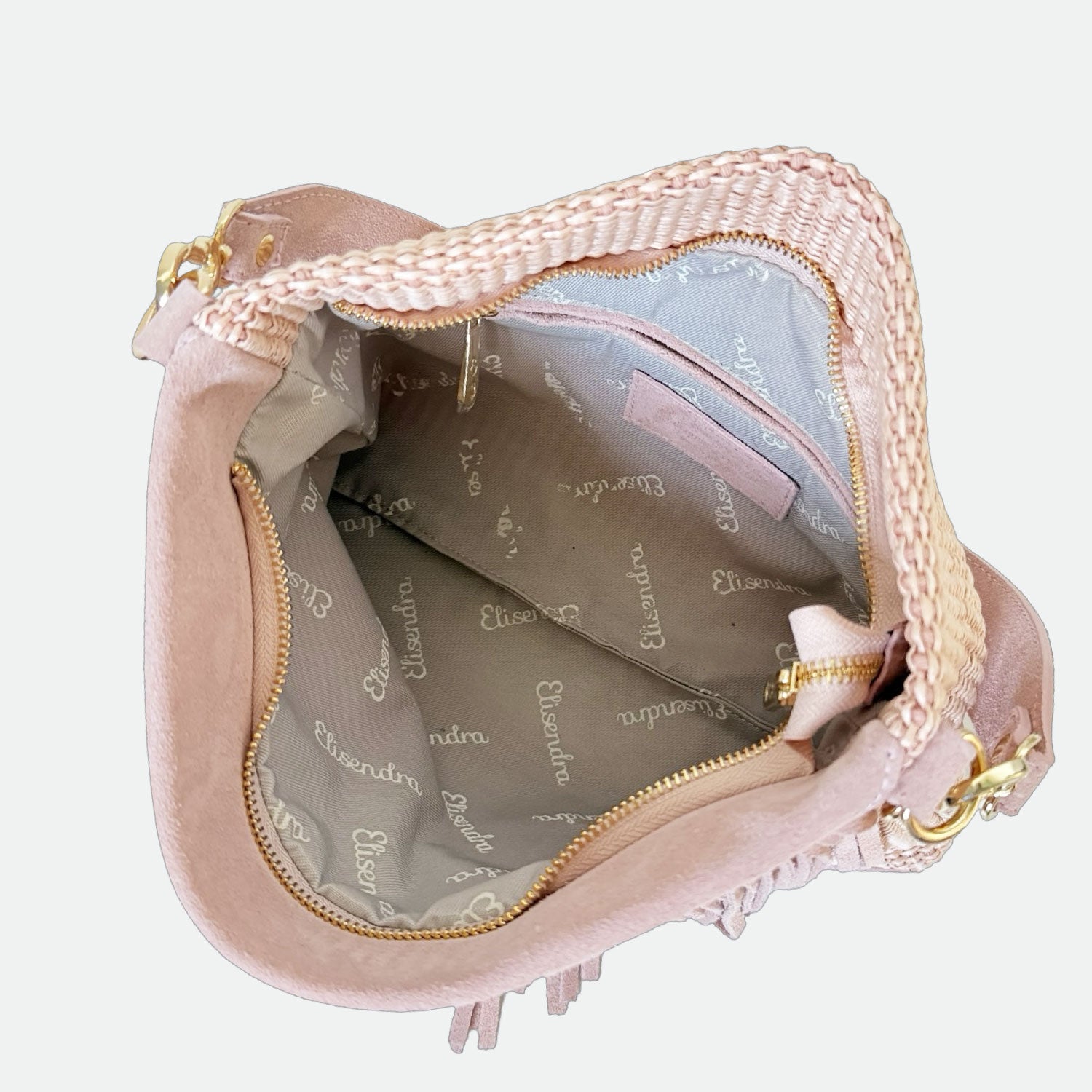 Borsa a spalla Ameliè Rosa Polvere Pelle Camoscio e Rafia Oro SPEDIZIONE DAL 30/04 - Elisendra®