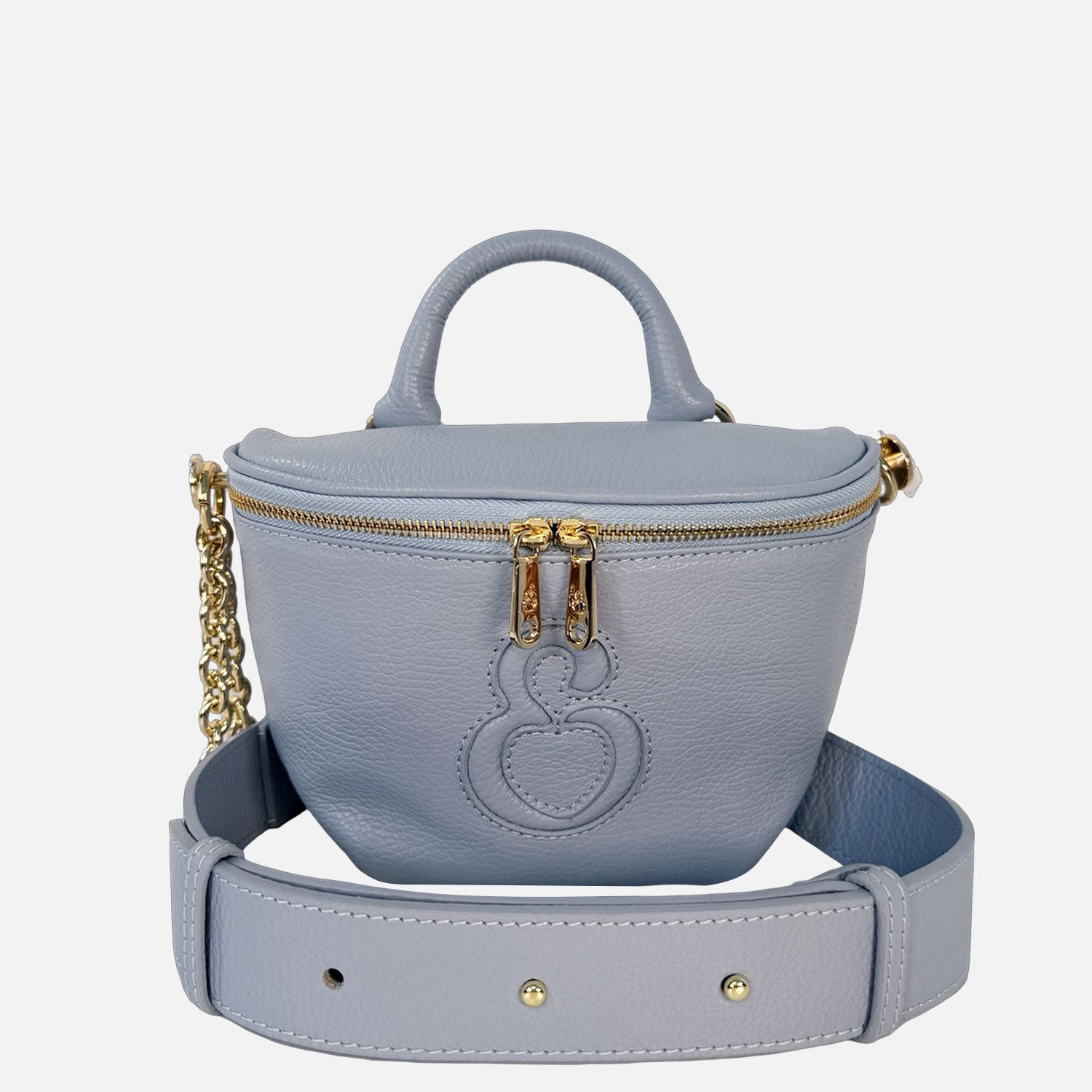 Marsupio Aurora Pelle Martellata Azzurro Oro