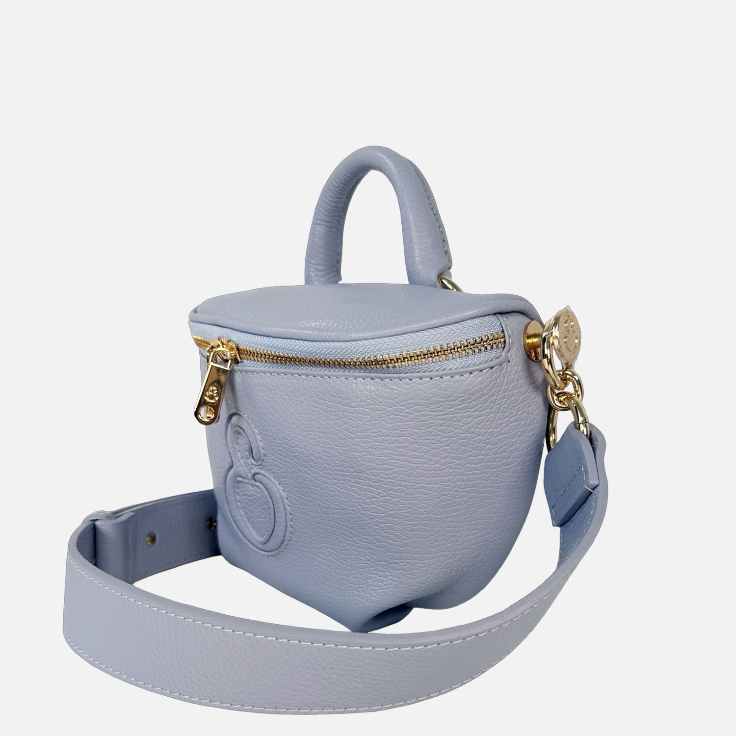 Marsupio Aurora Pelle Martellata Azzurro Oro