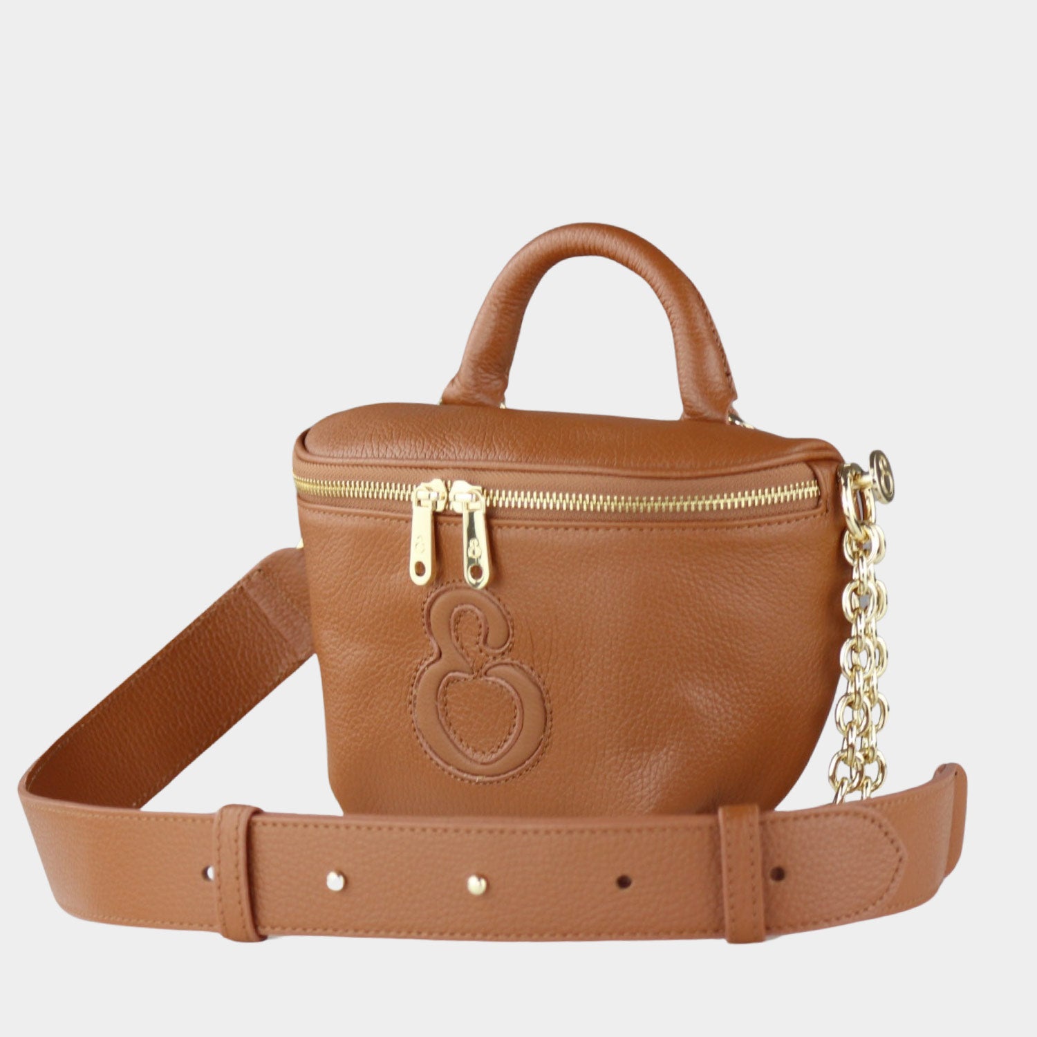 Marsupio Aurora Pelle Martellata Toffee Oro