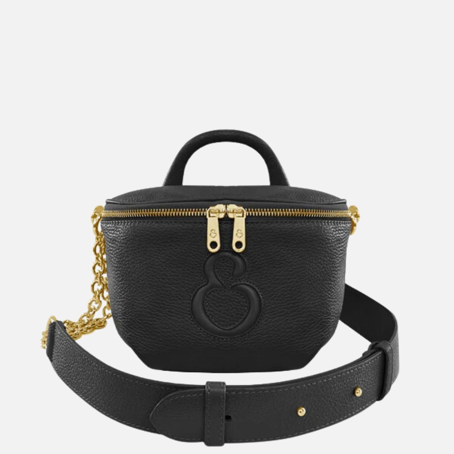 Marsupio Aurora Pelle Martellata Nero Oro