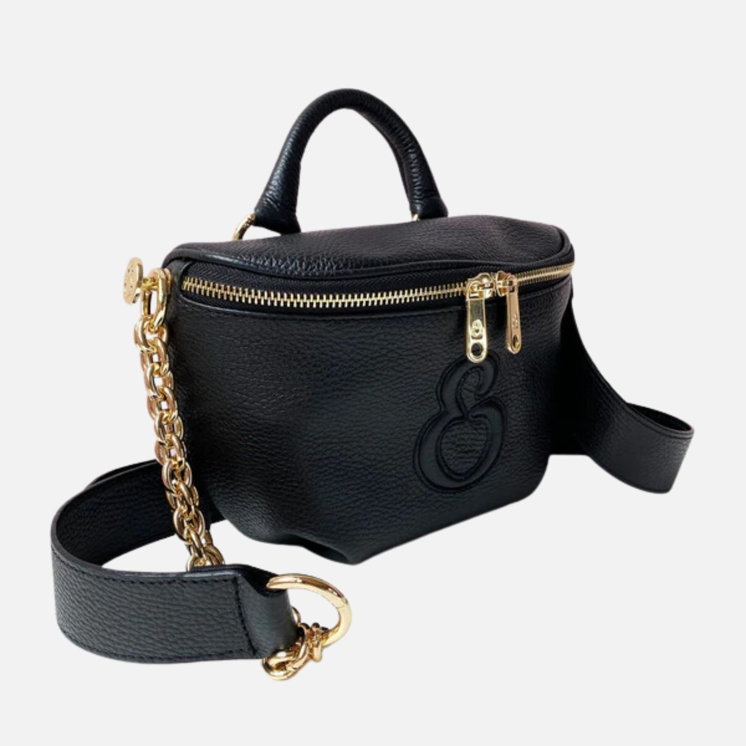 Marsupio Aurora Pelle Martellata Nero Oro