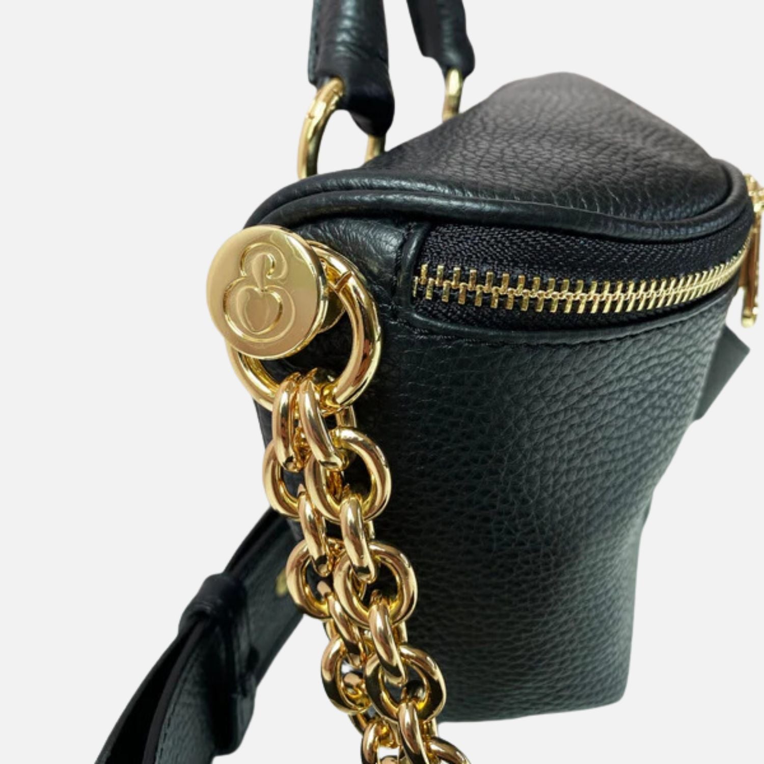 Marsupio Aurora Pelle Martellata Nero Oro