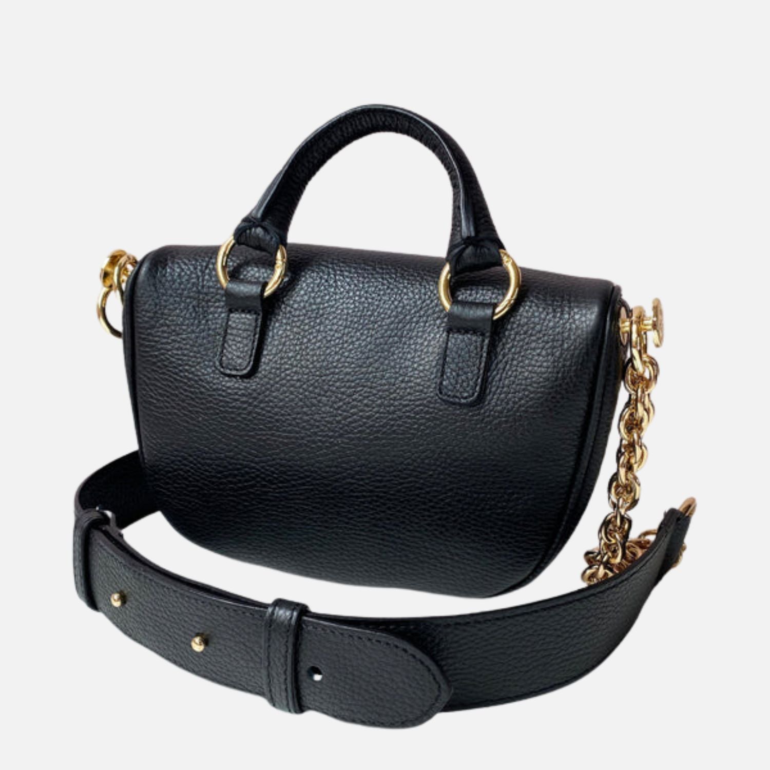 Marsupio Aurora Pelle Martellata Nero Oro