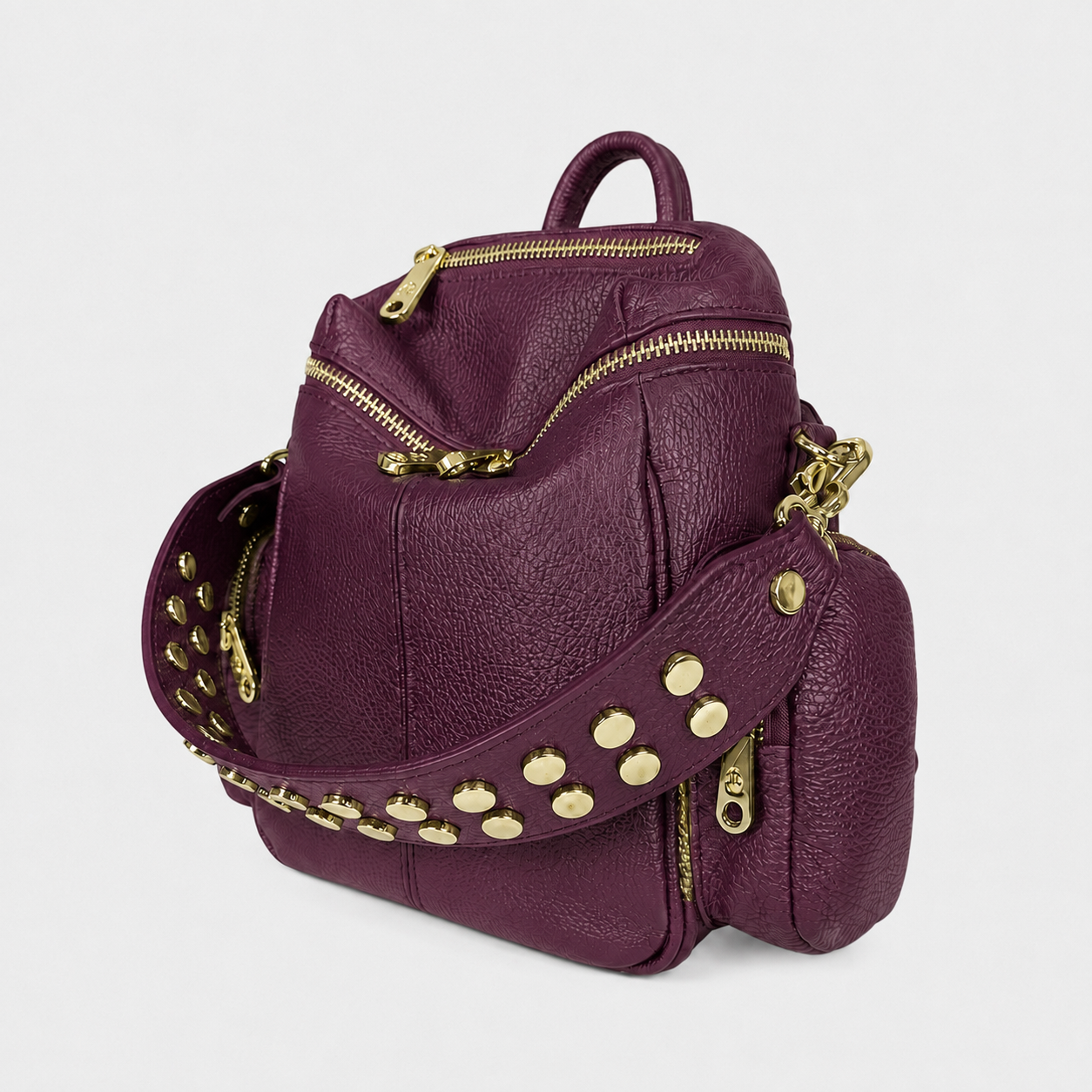 Zaino Saray Mini Amarena Pelle Martellata Oro