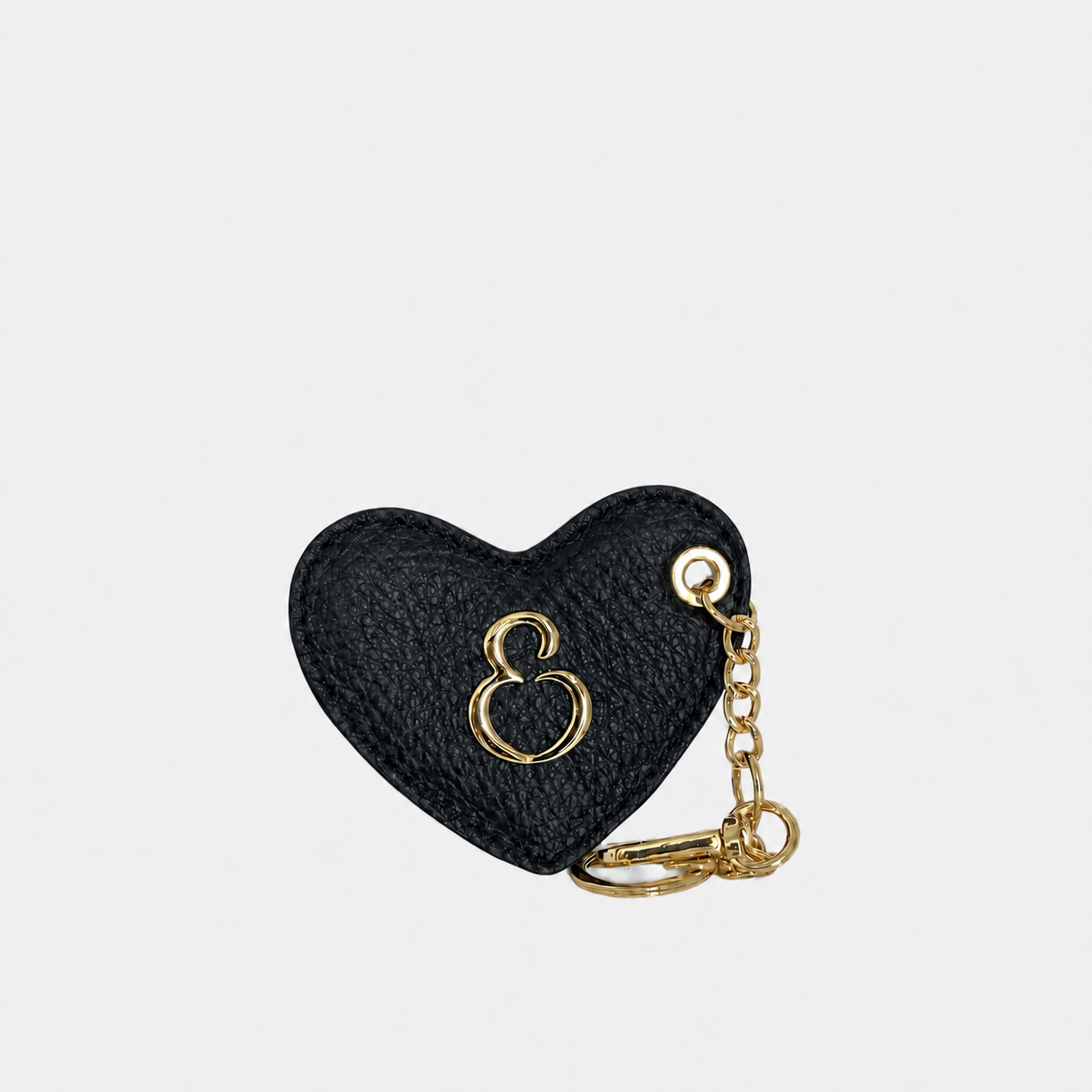 Porta Chiavi Love Nero Pelle Martellata Oro