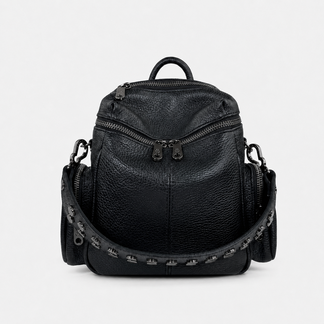 Zaino Saray Mini Nero Pelle Martellata Dark