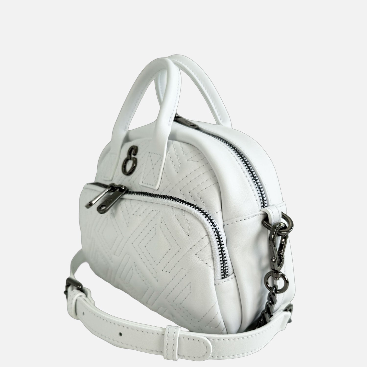Borsa a spalla Benny Meringa Pelle Liscia Trama geometrica Dark