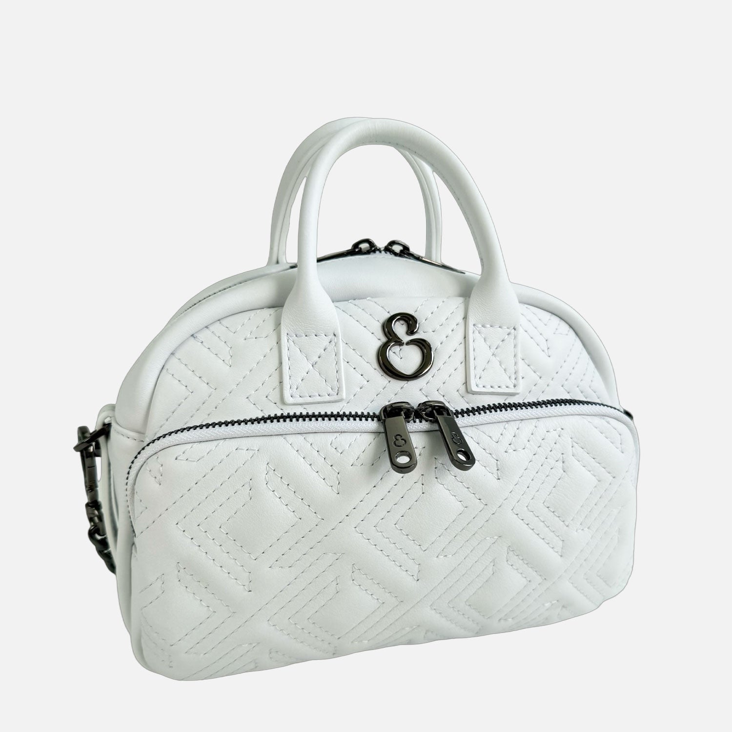 Borsa a spalla Benny Meringa Pelle Liscia Trama geometrica Dark