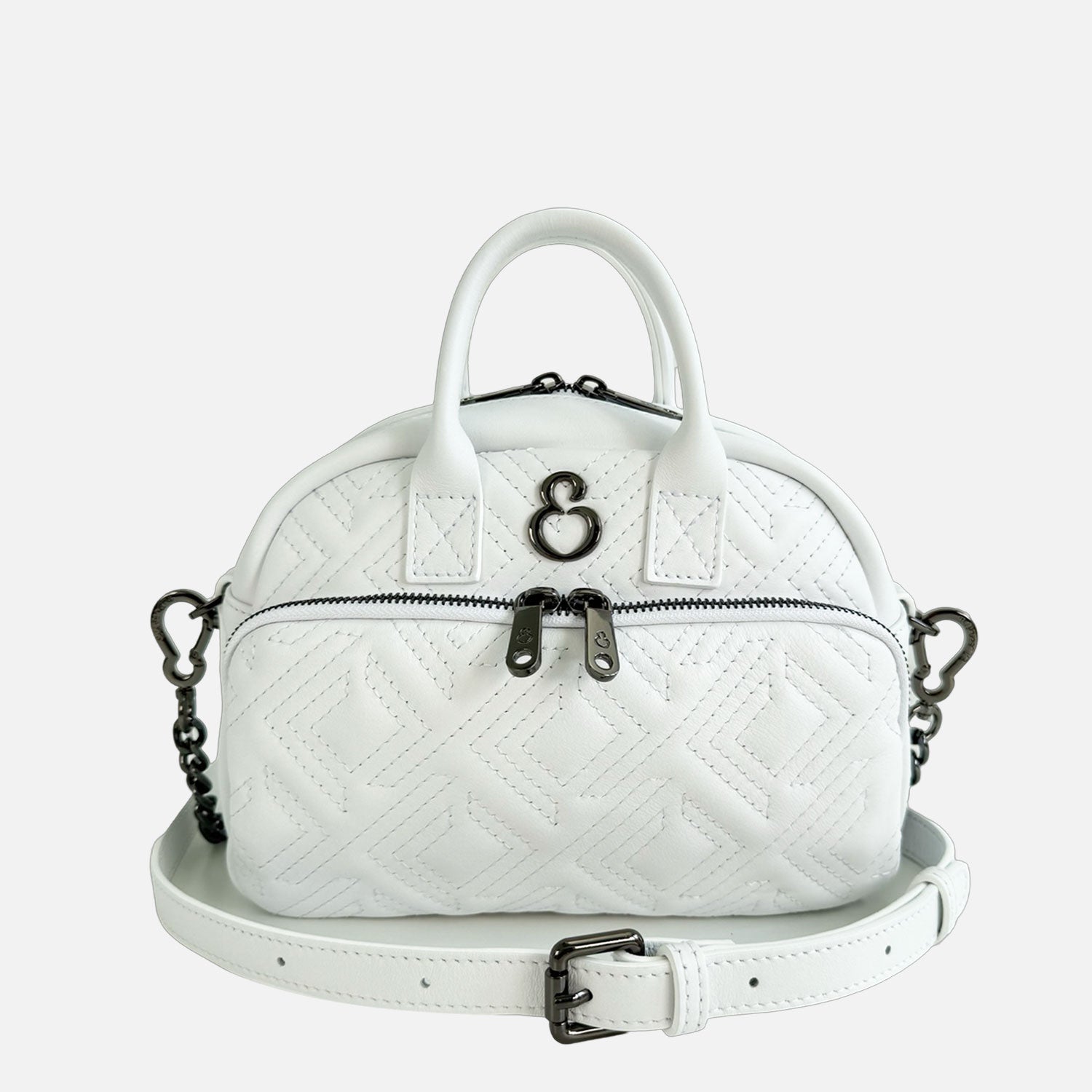 Borsa a spalla Benny Meringa Pelle Liscia Trama geometrica Dark