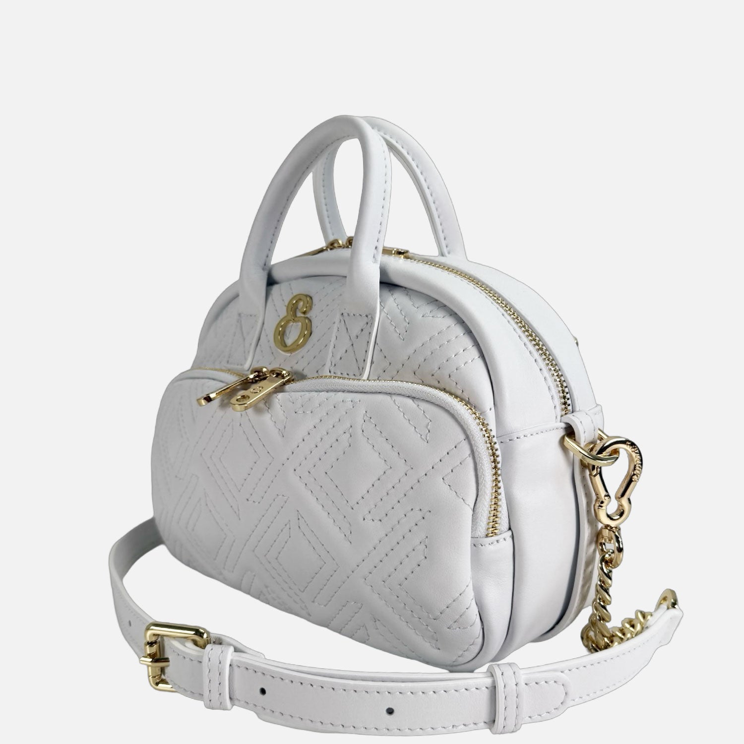 Borsa a spalla Benny Meringa Pelle Liscia Trama geometrica Oro