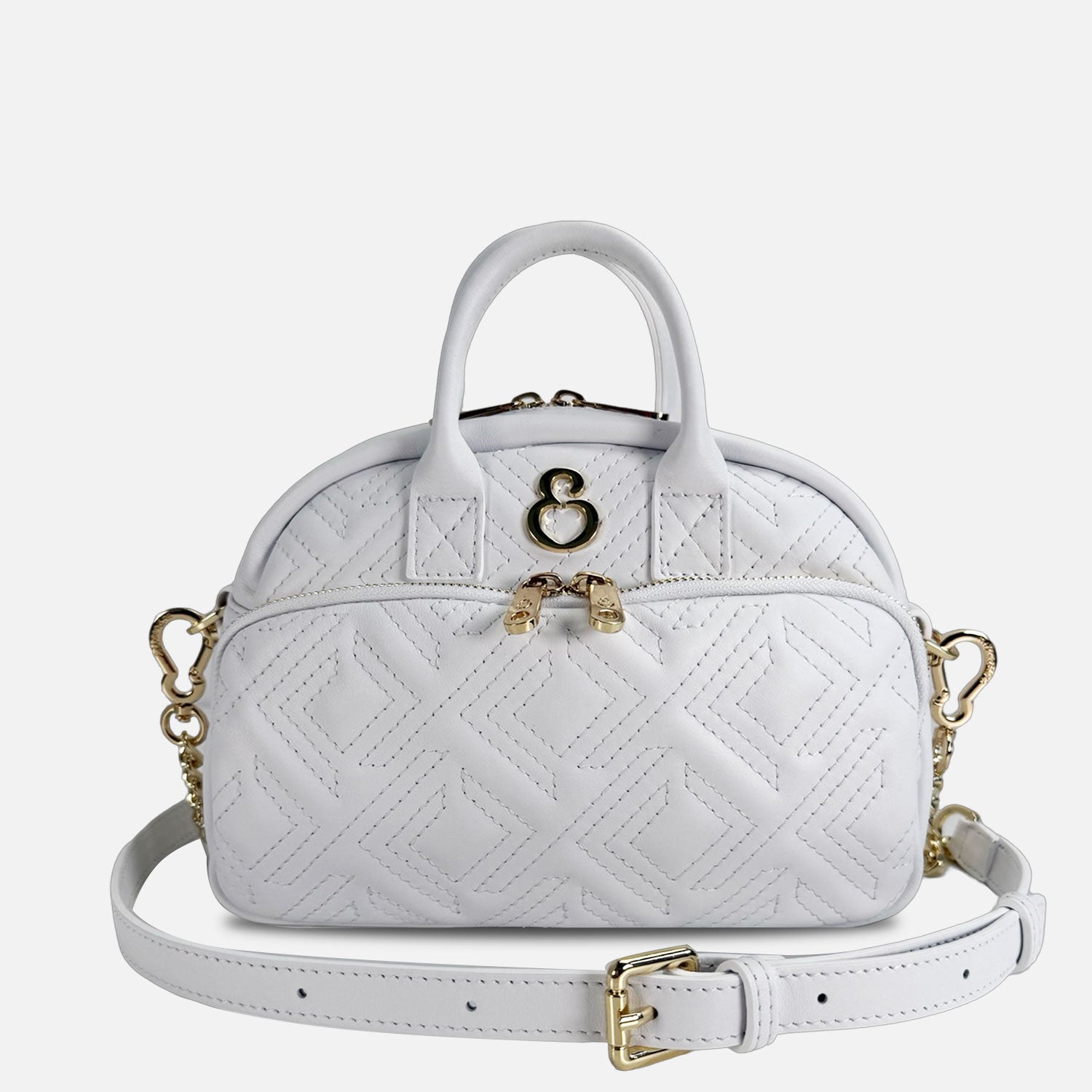 Borsa a spalla Benny Meringa Pelle Liscia Trama geometrica Oro