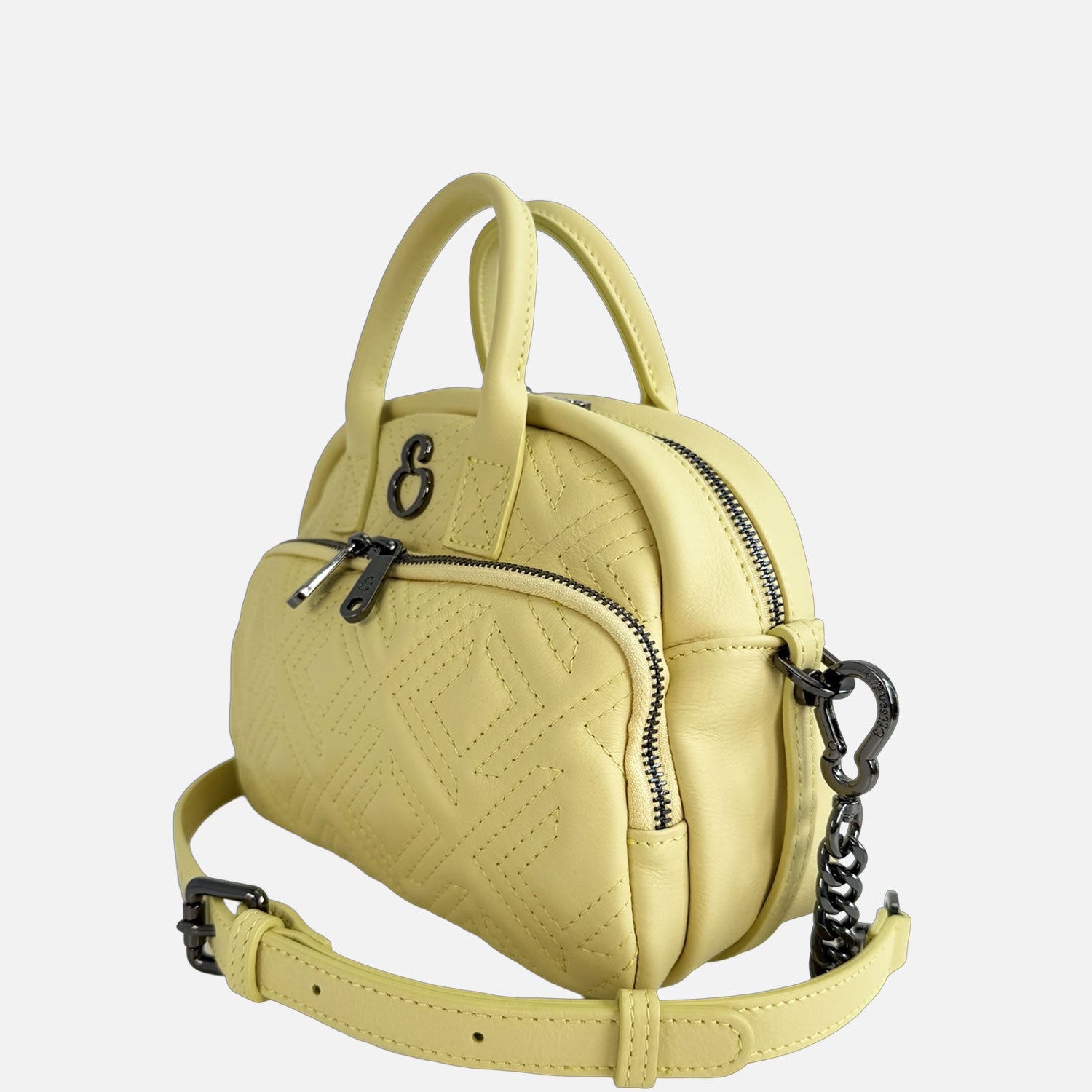 Borsa a spalla Benny Lemon Butter Pelle Liscia Trama geometrica Dark