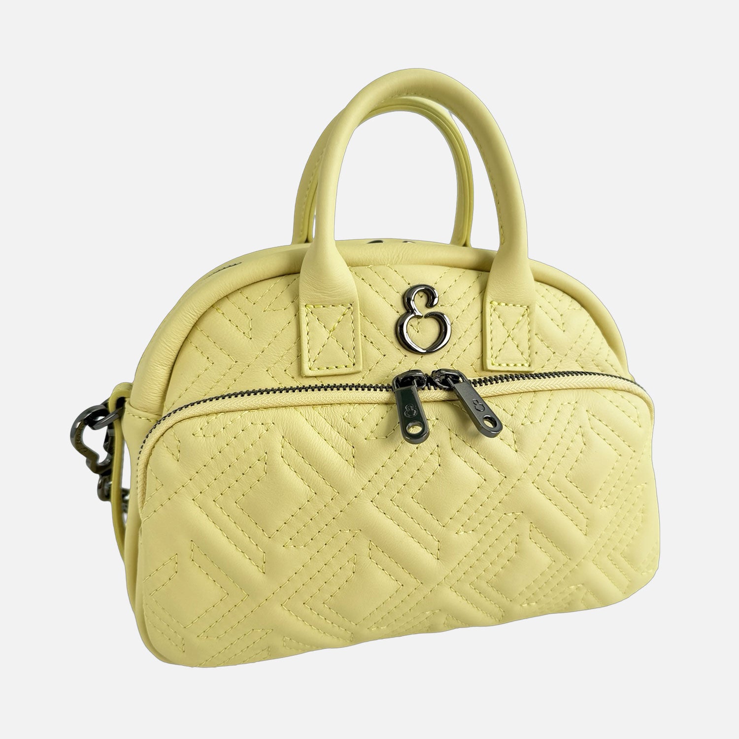 Borsa a spalla Benny Lemon Butter Pelle Liscia Trama geometrica Dark