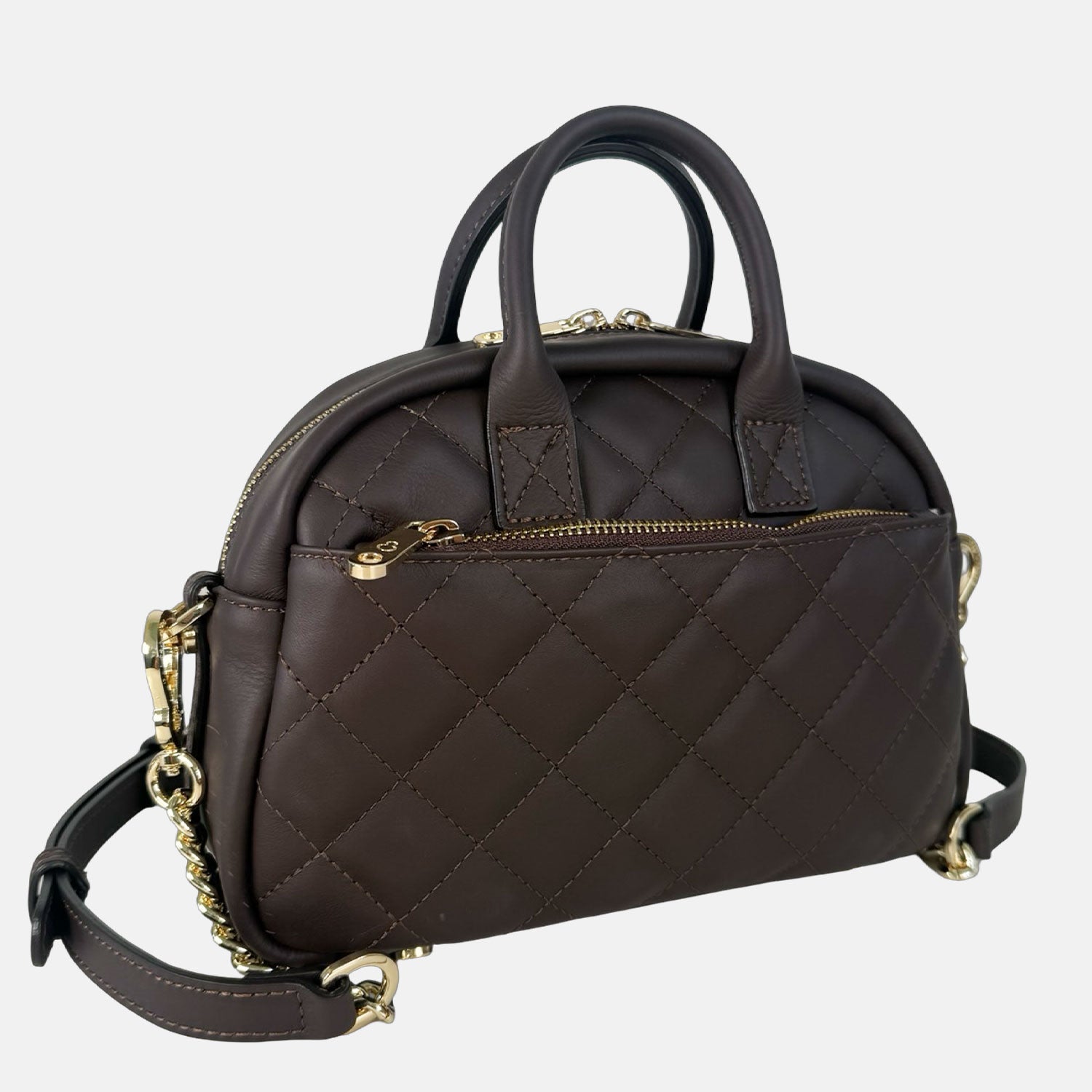 Borsa a mano Benny Cioccolato Savage Pelle Liscia Matelassé Oro