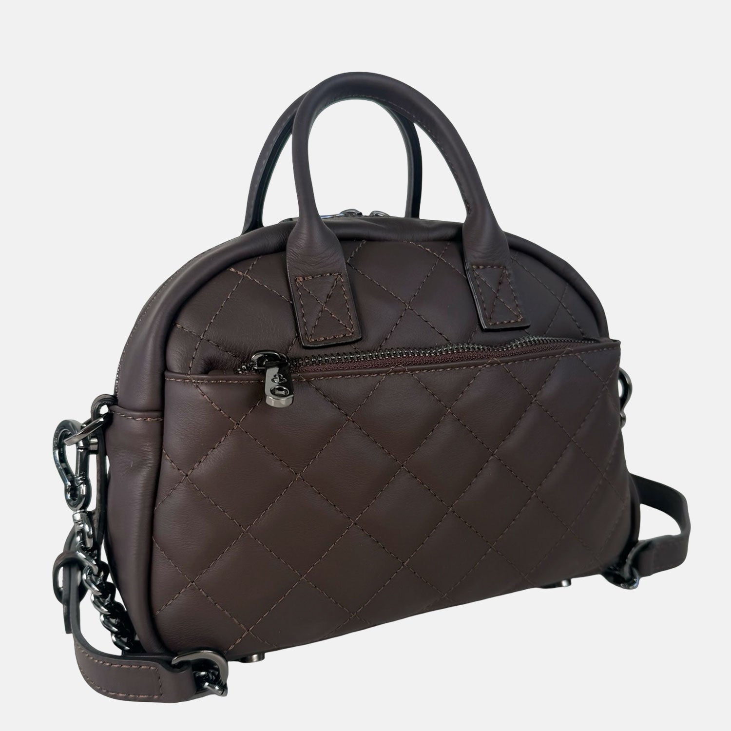Borsa a mano Benny Cioccolato Savage Pelle Liscia Matelassé Dark