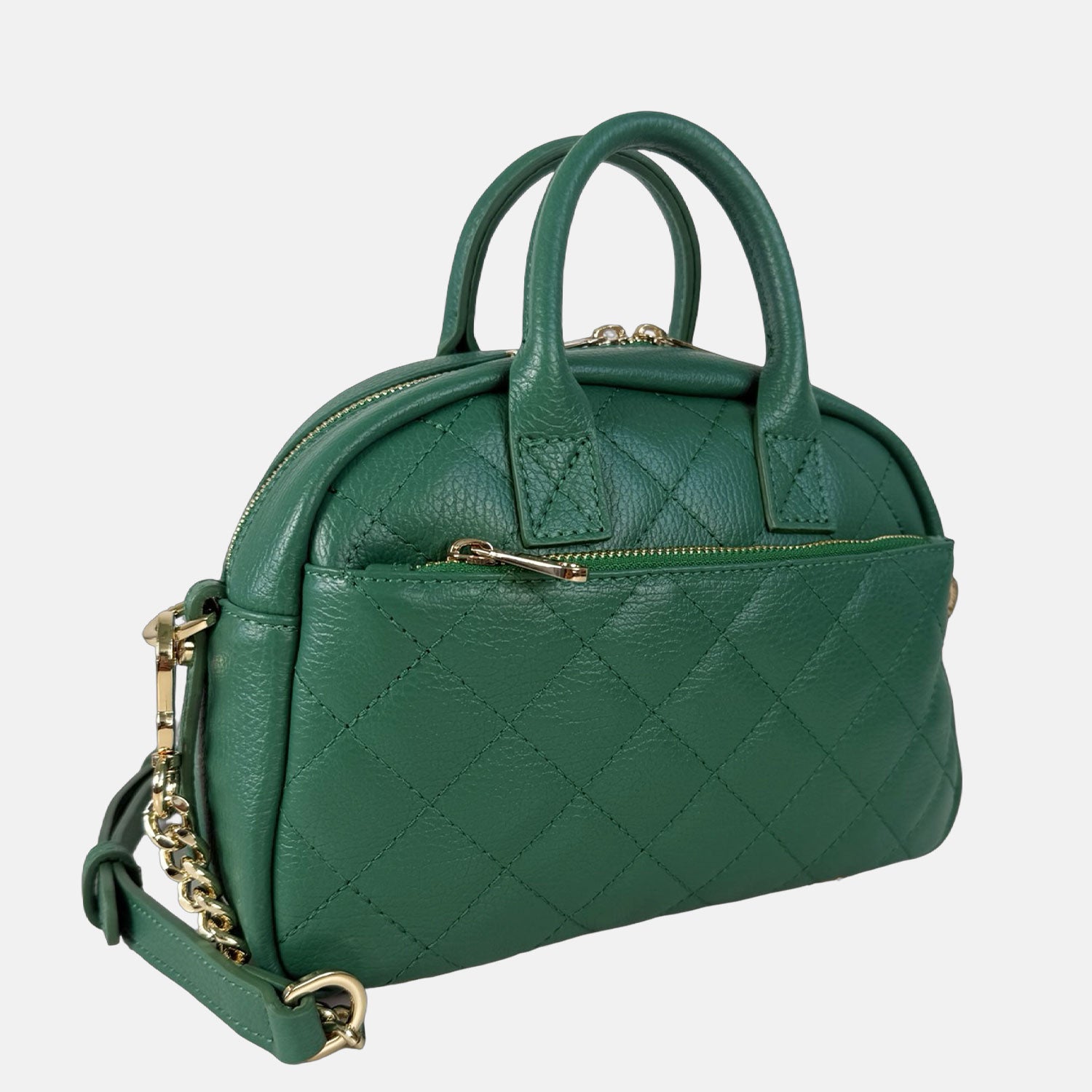 Borsa a mano Benny Verde Giada Pelle Martellata Oro