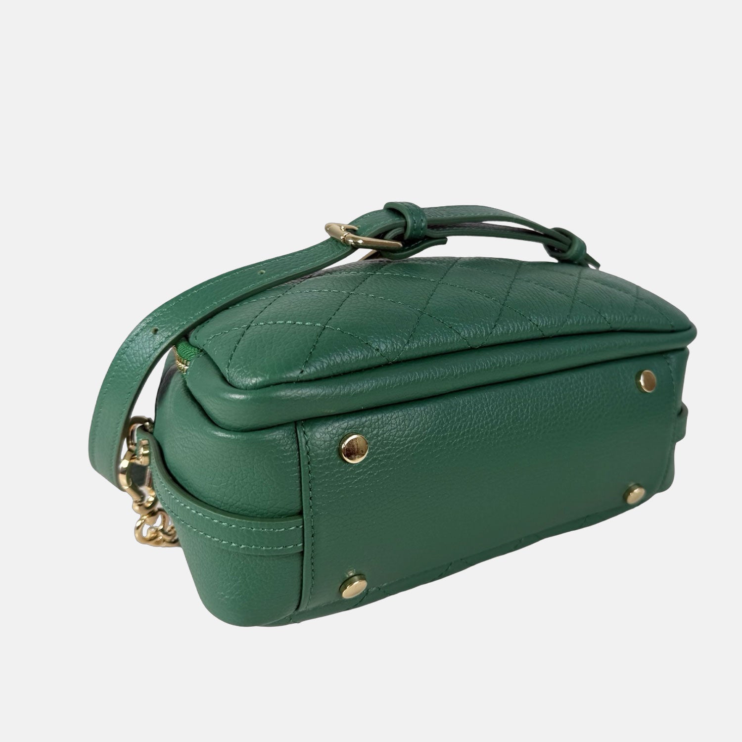 Borsa a mano Benny Verde Giada Pelle Martellata Oro