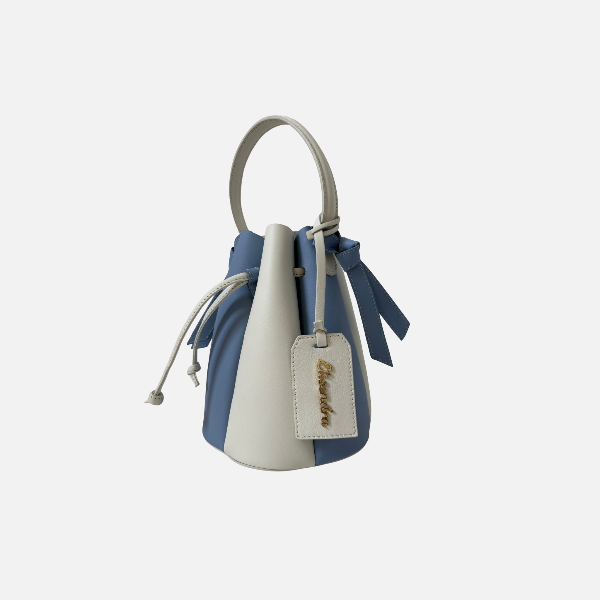 Borsa a mano Mini Balloon Bicolor Ivory e Baby Blu Pelle Liscia Oro SPEDIZIONE DAL 13/07