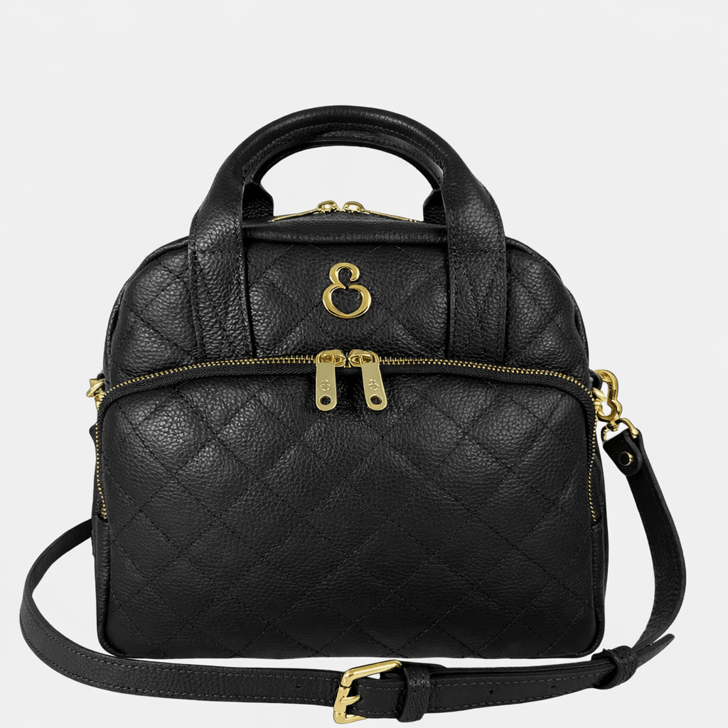 Borsa a mano Megane Matellassè Martellata Nera Pelle Martellata Oro - Elisendra®