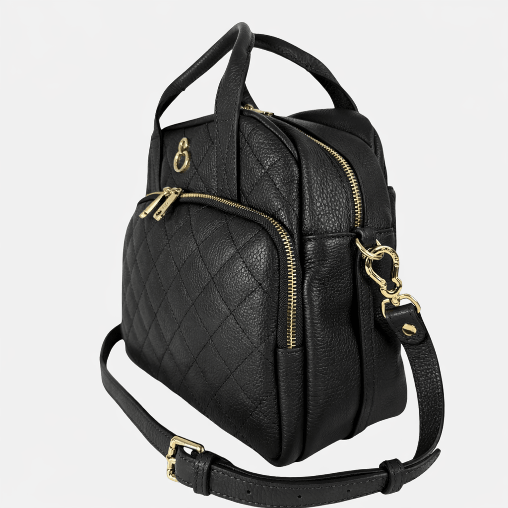 Borsa a mano Megane Matellassè Martellata Nera Pelle Martellata Oro - Elisendra®