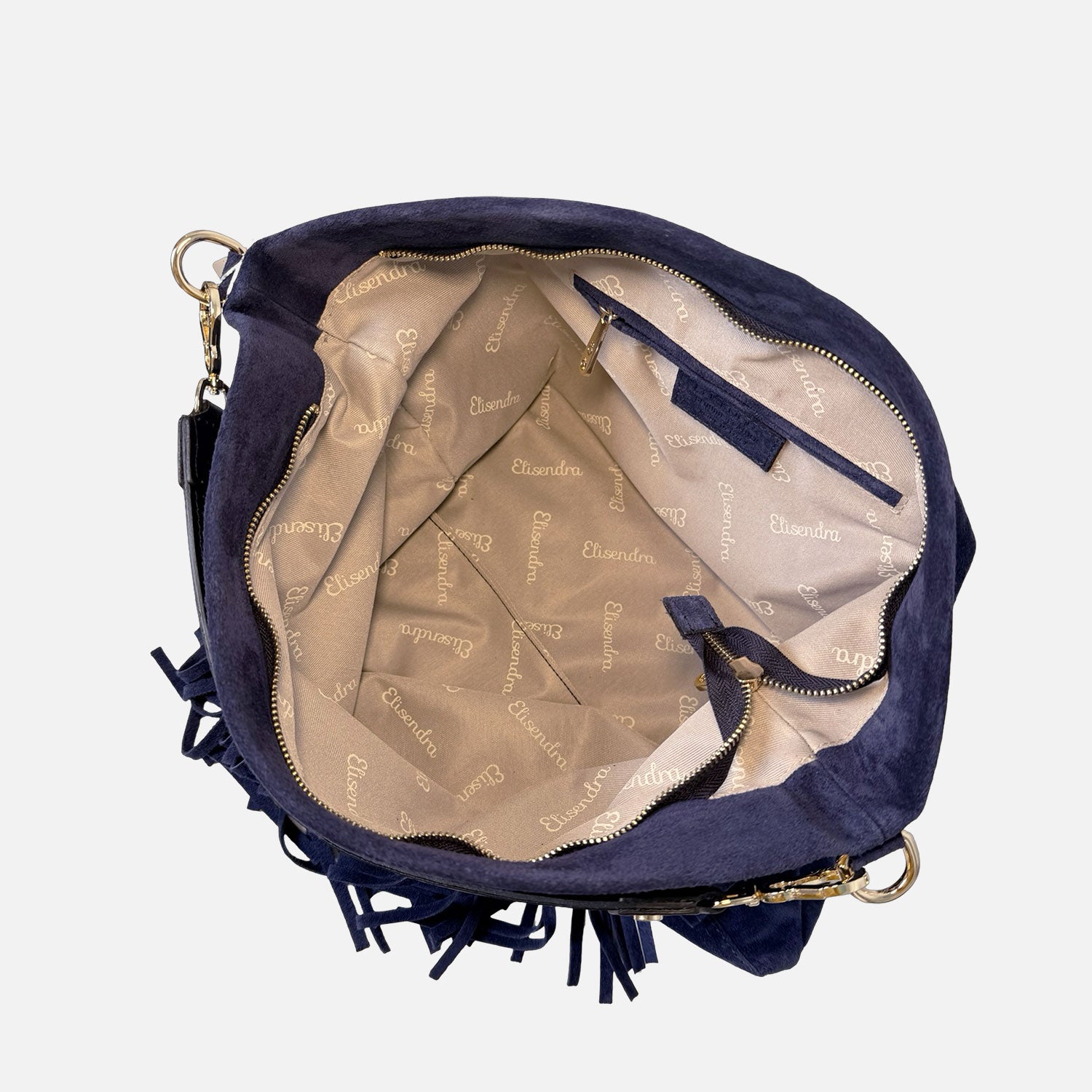 Borsa a spalla Camille Blu Profondo Camoscio Oro