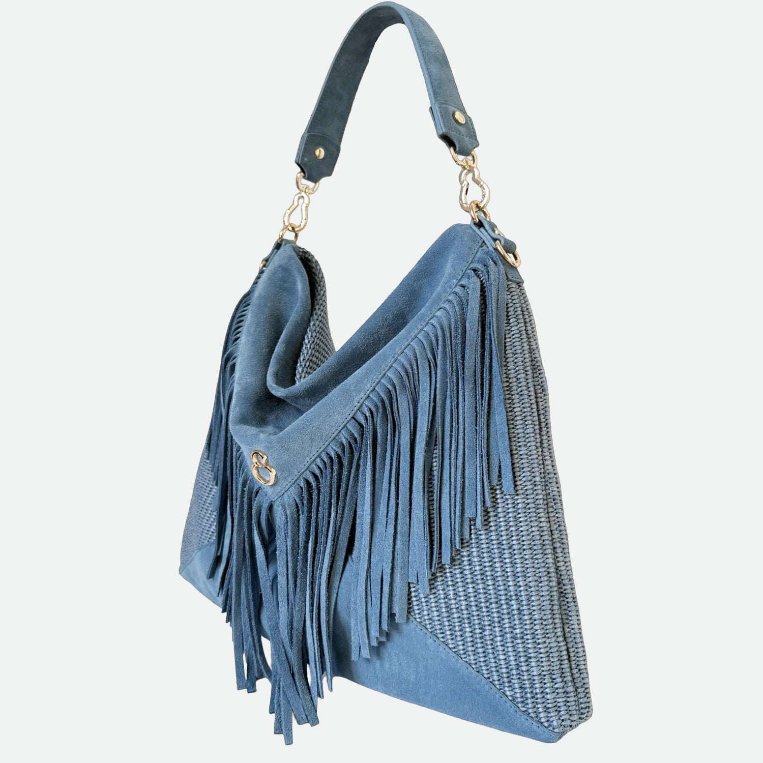 Borsa a spalla Camille Carta Zucchero Pelle Camoscio e Rafia Oro SPEDIZIONE DAL 30/04 - Elisendra®