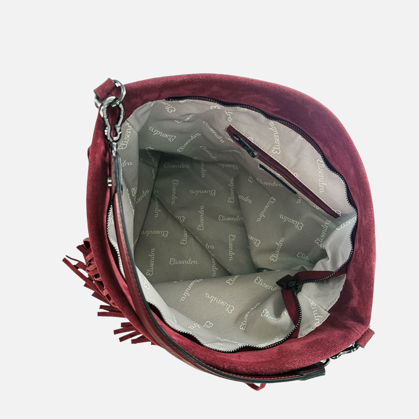 Borsa a spalla Camille Cherry Pelle Camoscio Dark