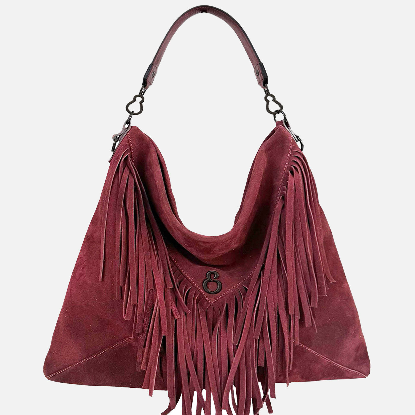 Borsa a spalla Camille Cherry Pelle Camoscio Dark