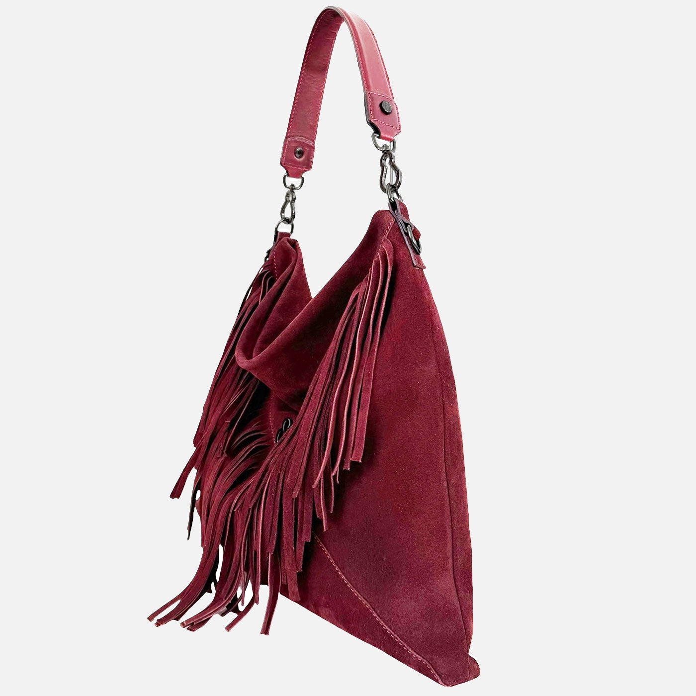 Borsa a spalla Camille Cherry Pelle Camoscio Dark