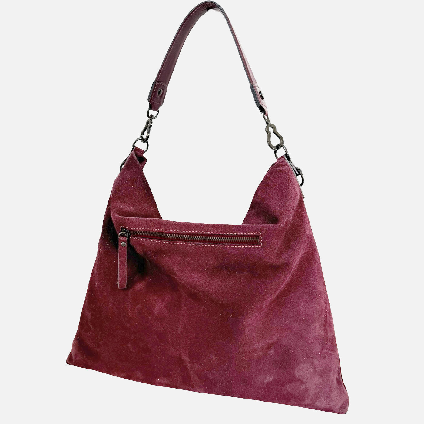 Borsa a spalla Camille Cherry Pelle Camoscio Dark