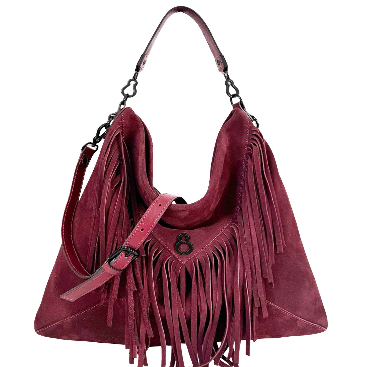 Borsa a spalla Camille Cherry Pelle Camoscio Dark