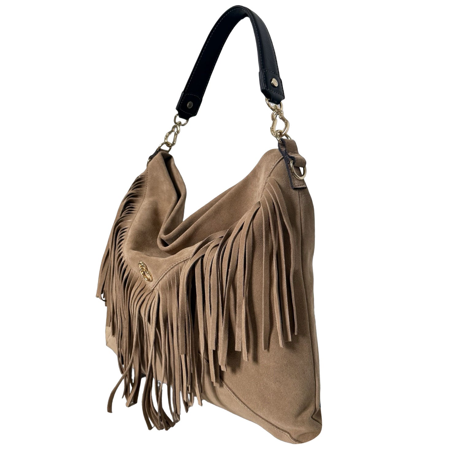 Borsa a spalla Camille Corda Pelle Camoscio Oro