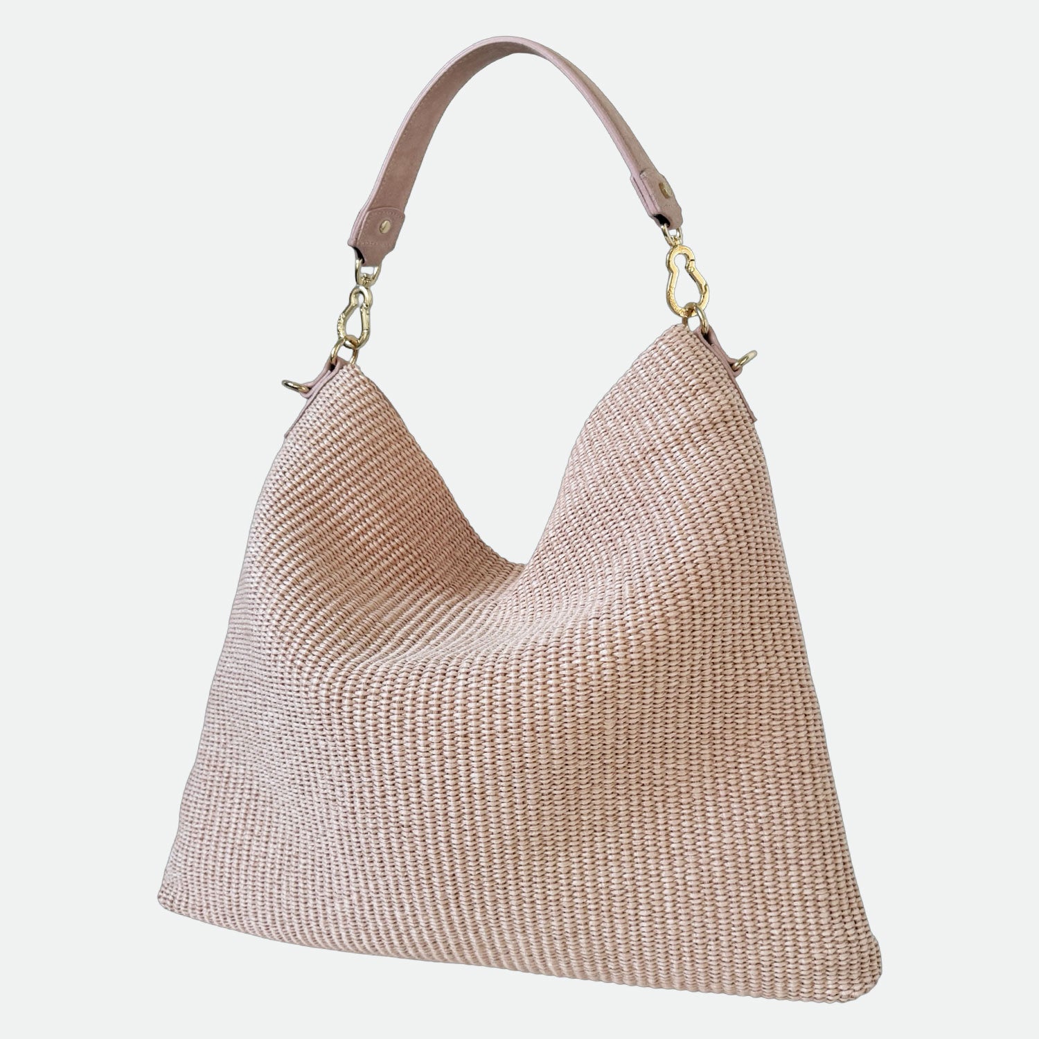 Borsa a spalla Camille Rosa Polvere Pelle Camoscio e Rafia Oro SPEDIZIONE DAL 30/04 - Elisendra®