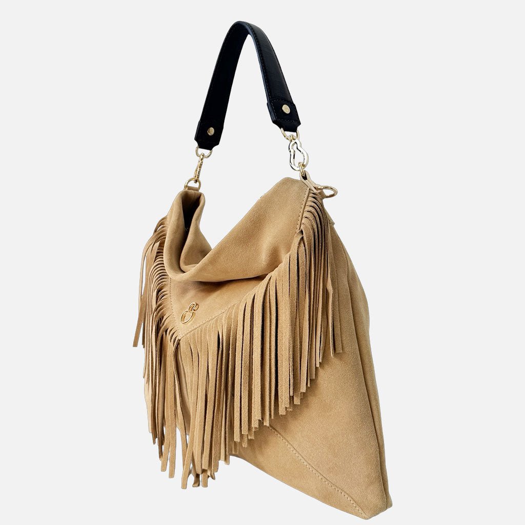 Borsa a spalla Camille Vaniglia Camoscio Oro - Elisendra®