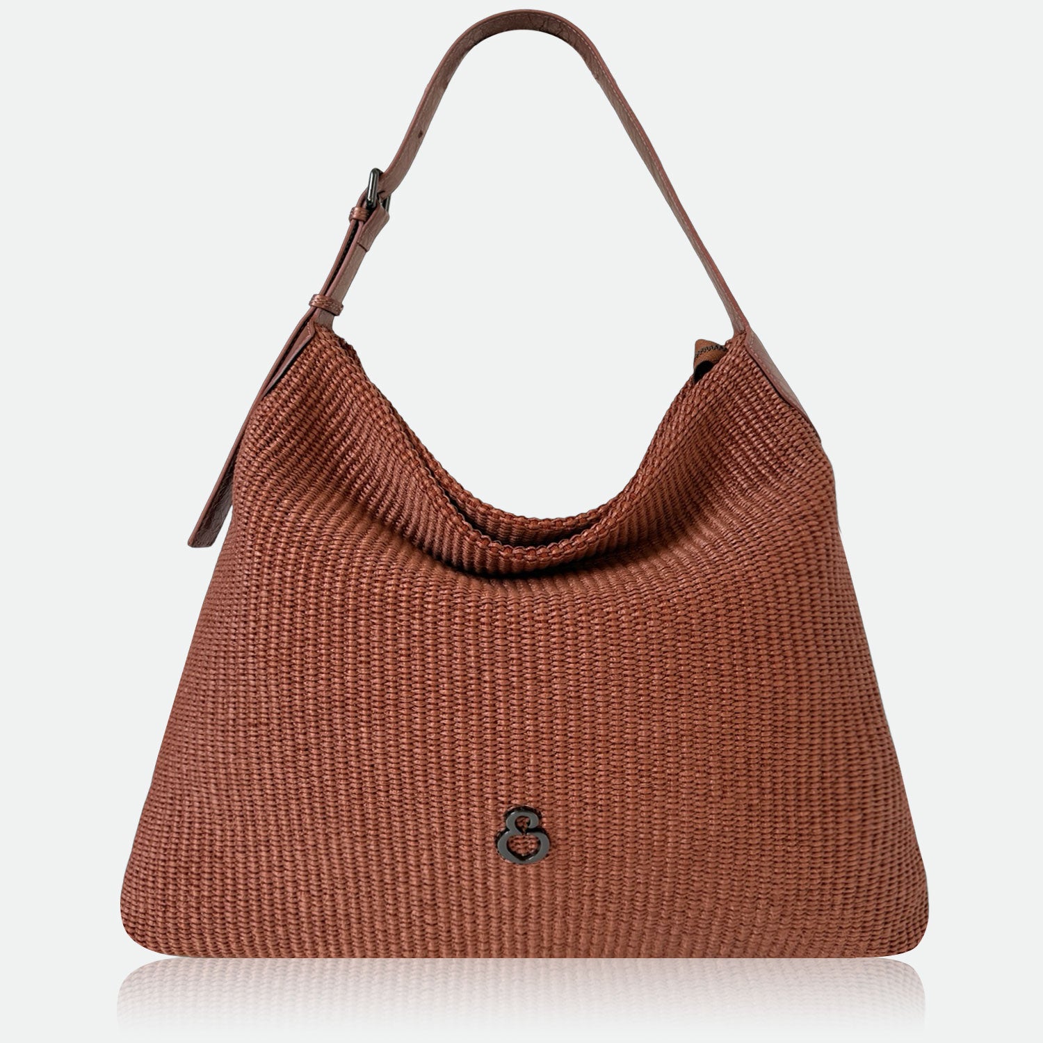 Borsa a Sacca Malibù Ambra Rafia e Pelle Laminata Dark SPEDIZIONE DAL 30/04 - Elisendra®