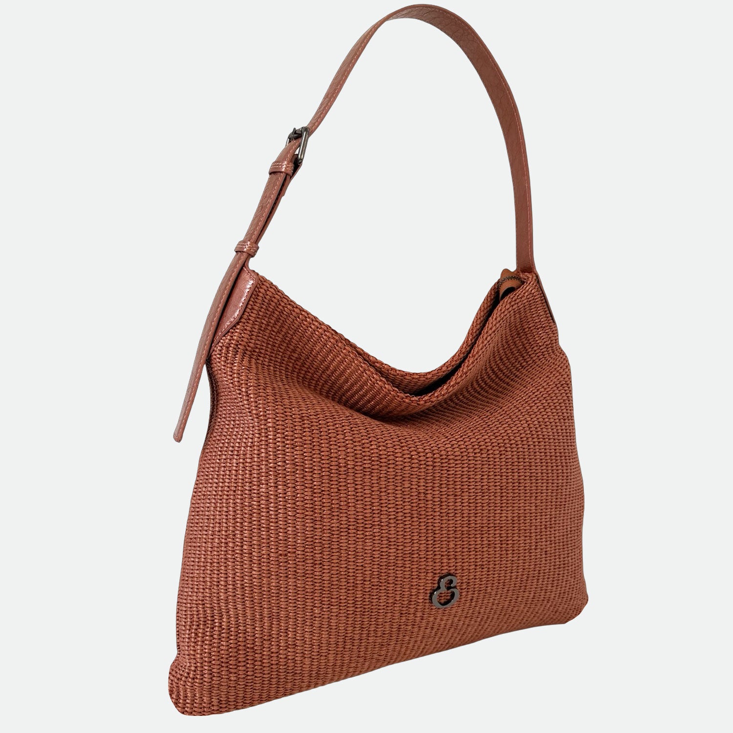 Borsa a Sacca Malibù Ambra Rafia e Pelle Laminata Dark SPEDIZIONE DAL 30/04 - Elisendra®