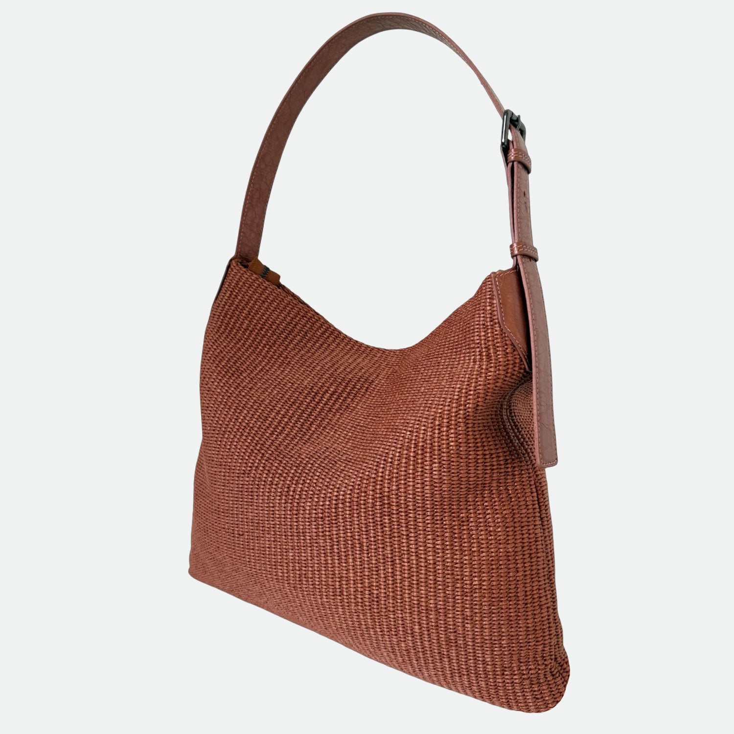 Borsa a Sacca Malibù Ambra Rafia e Pelle Laminata Dark SPEDIZIONE DAL 30/04 - Elisendra®