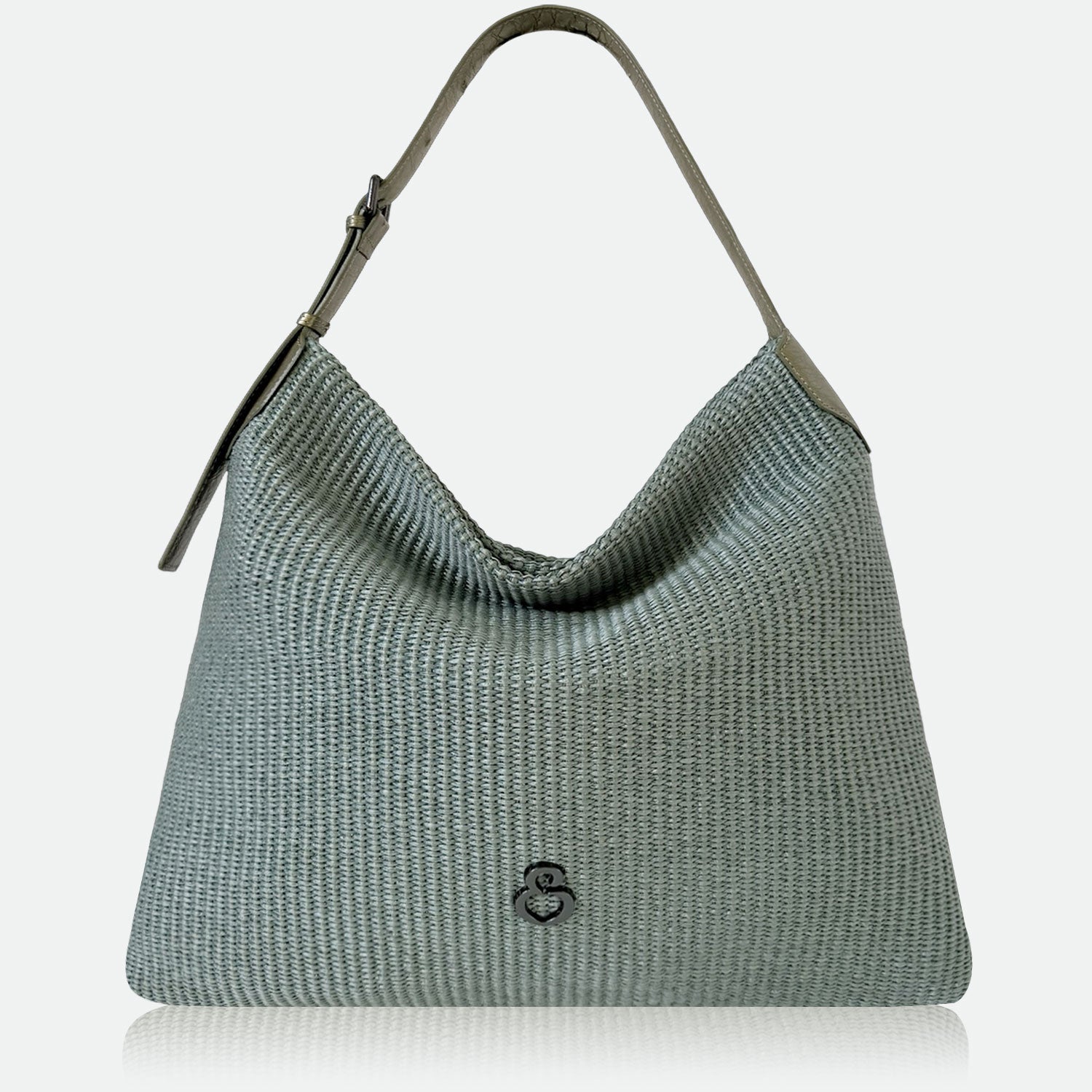 Borsa a Sacca Malibù Verde Laguna Rafia e Pelle Laminata Dark SPEDIZIONE DAL 30/04 - Elisendra®