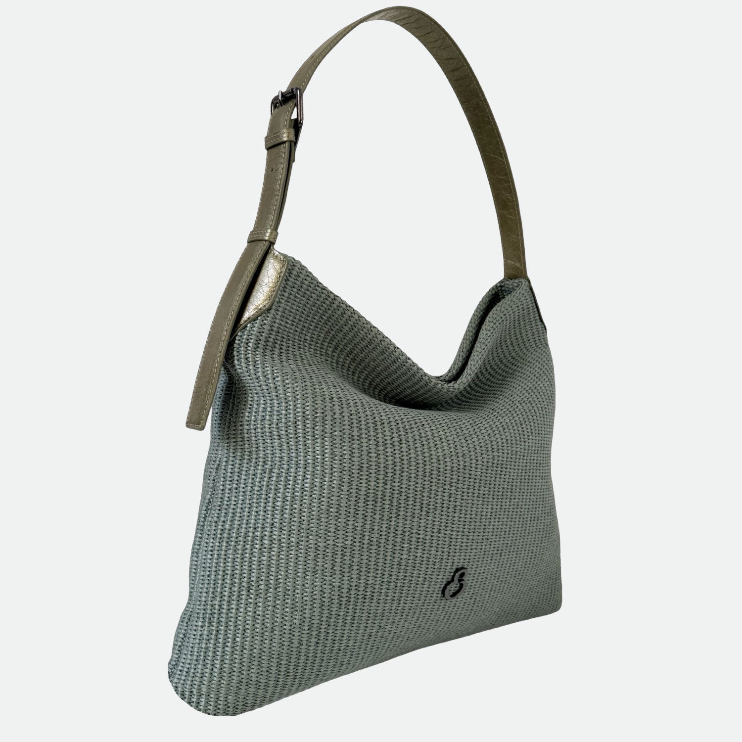 Borsa a Sacca Malibù Verde Laguna Rafia e Pelle Laminata Dark SPEDIZIONE DAL 30/04 - Elisendra®