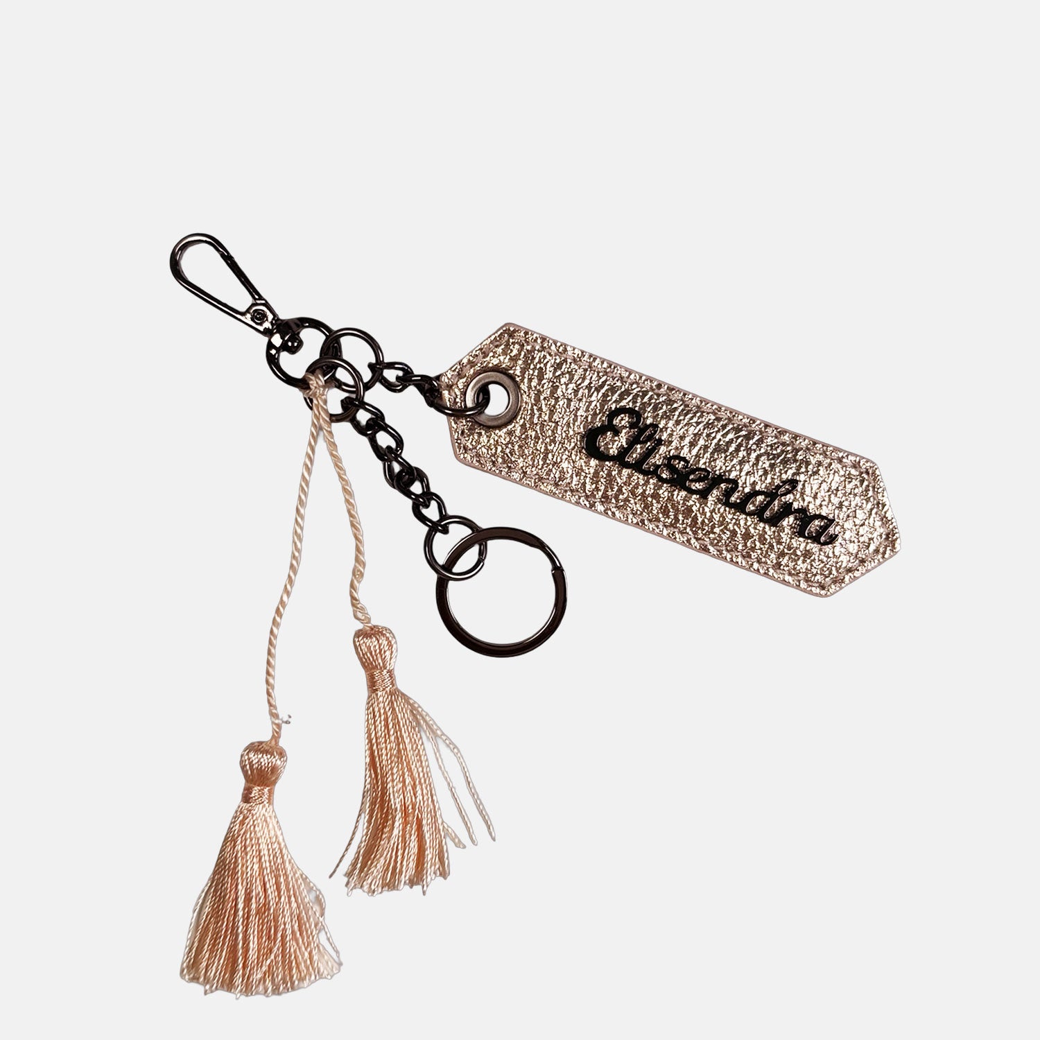 Porta chiavi Charm con doppia nappa Glam Pelle Martellata Dark