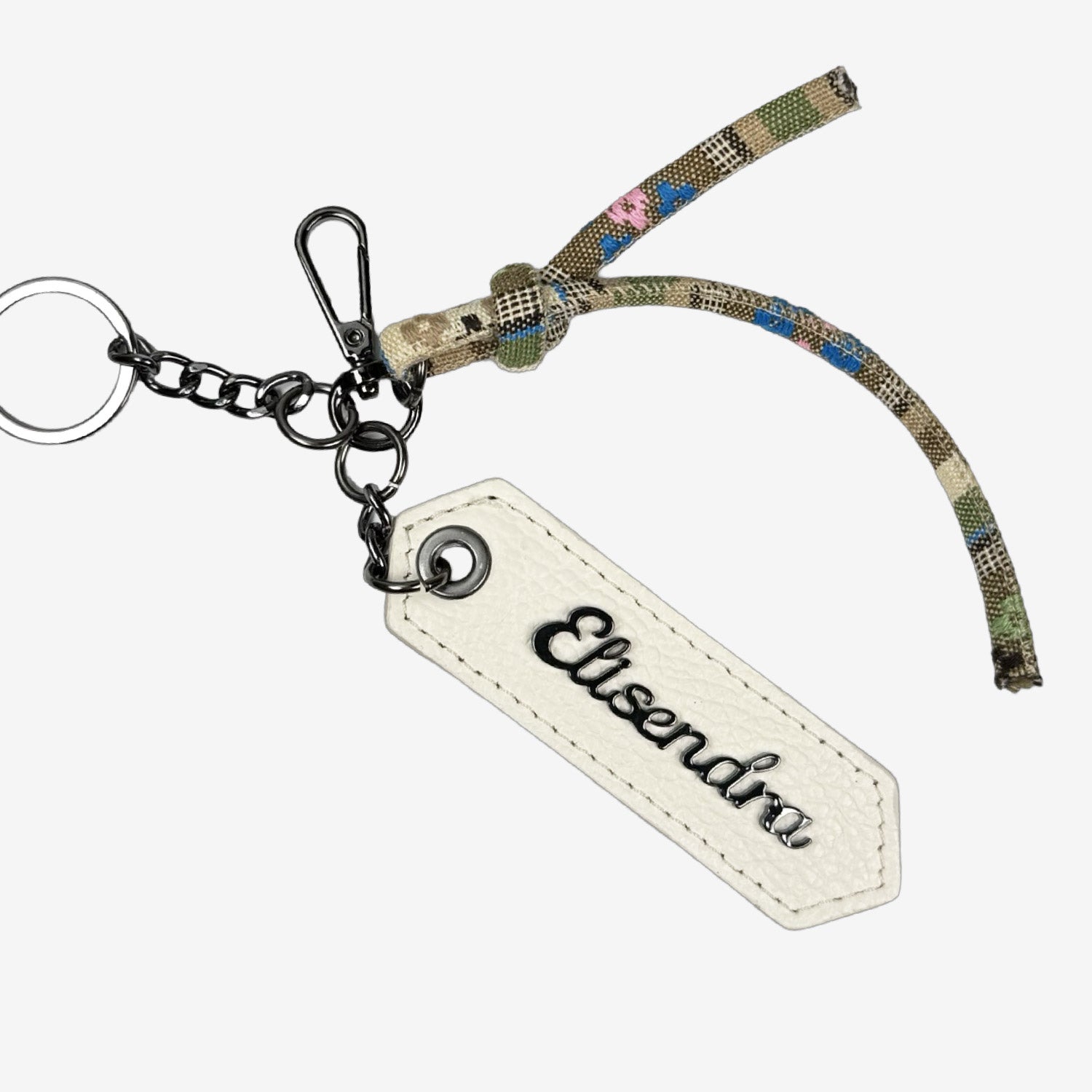 Porta chiavi Charm con corda Milk Pelle Martellata Dark