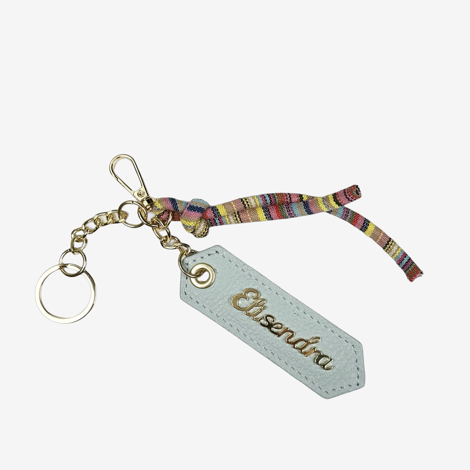 Porta chiavi Charm con corda Cielo Pelle Martellata Oro