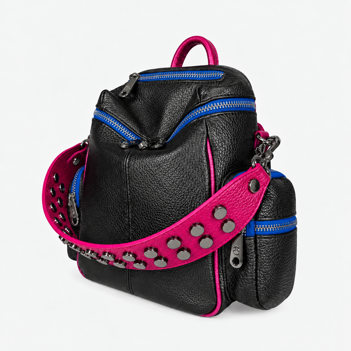 Zaino Saray Mini Nero Multicolor Fucsia